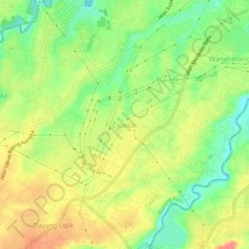 Mapa topográfico Cicadas, altitud, relieve