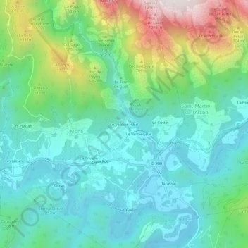 Mapa topográfico Le Verdier-Haut, altitud, relieve