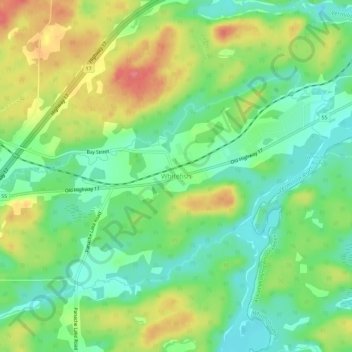 Mapa topográfico Whitefish, altitud, relieve