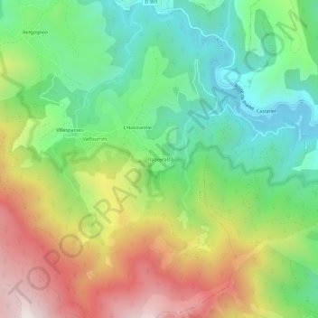 Mapa topográfico Rabeyrals, altitud, relieve