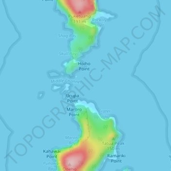 Mapa topográfico Poor Knights Islands, altitud, relieve