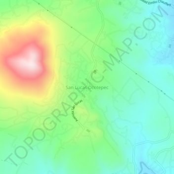 Mapa topográfico San Lucas Ocotepec, altitud, relieve