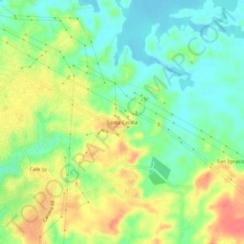 Mapa topográfico Santa Cecilia, altitud, relieve