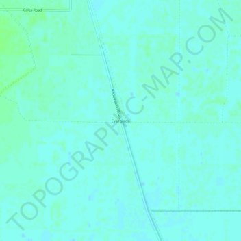 Mapa topográfico Everglade, altitud, relieve