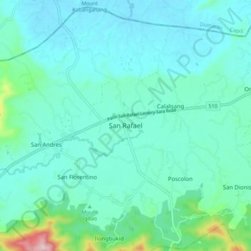 Mapa topográfico San Rafael, altitud, relieve
