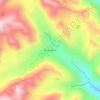 Mapa topográfico Pumachanca, altitud, relieve