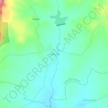 Mapa topográfico Kalkoda, altitud, relieve