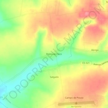 Mapa topográfico Pedra de Coco, altitud, relieve