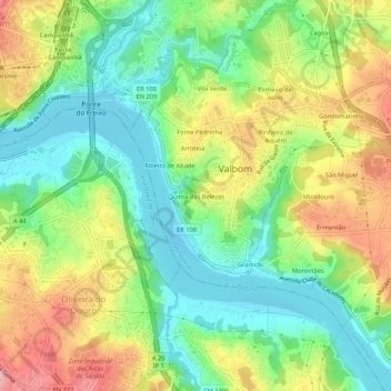 Mapa topográfico Quinta das Belezas, altitud, relieve