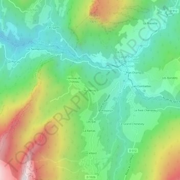 Mapa topográfico Au Terray, altitud, relieve