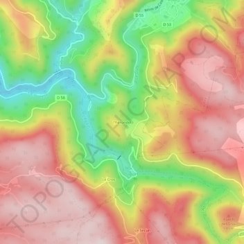 Mapa topográfico Thérondel, altitud, relieve