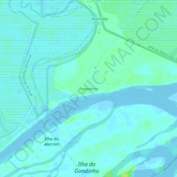 Mapa topográfico Penedinho, altitud, relieve