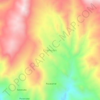 Mapa topográfico Ccarhuayo, altitud, relieve