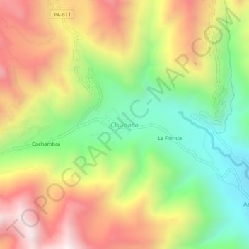 Mapa topográfico Chupaca, altitud, relieve