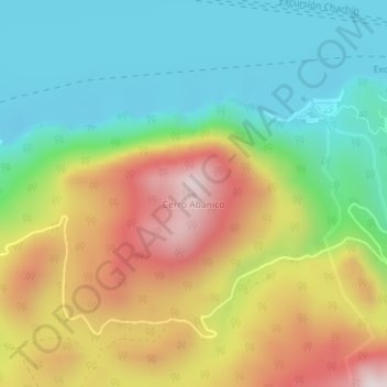 Mapa topográfico Cerro Abanico, altitud, relieve