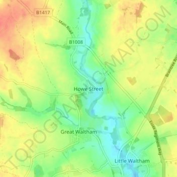 Mapa topográfico Howe Street, altitud, relieve