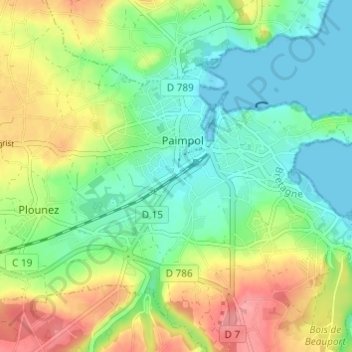 Mapa topográfico Tournebride, altitud, relieve
