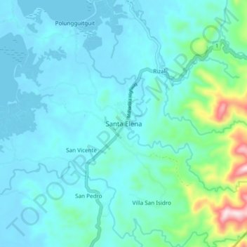 Mapa topográfico Santa Elena, altitud, relieve