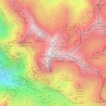 Mapa topográfico Torre de Llambrión, altitud, relieve