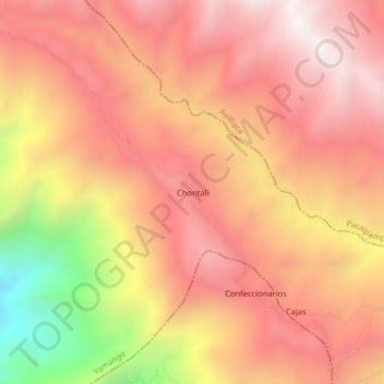Mapa topográfico Chontali, altitud, relieve