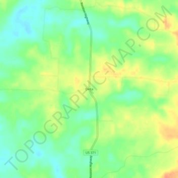Mapa topográfico Delta, altitud, relieve