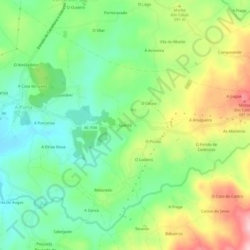 Mapa topográfico Guitizá, altitud, relieve