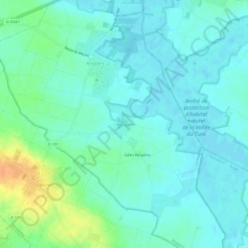 Mapa topográfico Les Loges, altitud, relieve