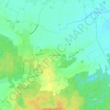 Mapa topográfico La Croix Gautron, altitud, relieve