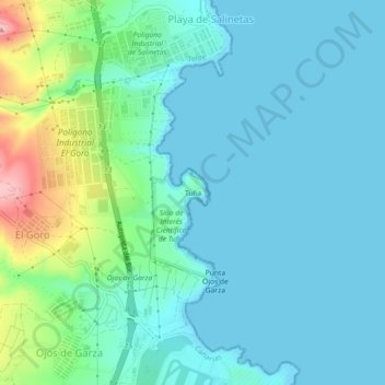 Mapa topográfico Tufia, altitud, relieve