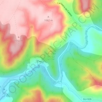 Mapa topográfico Cerro de la Cruz, altitud, relieve