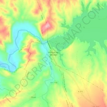 Mapa topográfico Poblado del Negratín, altitud, relieve