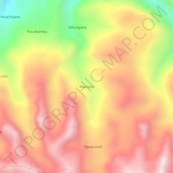 Mapa topográfico Marcura, altitud, relieve