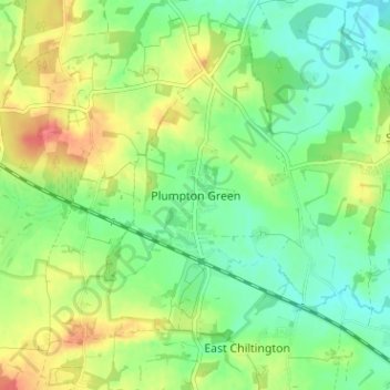 Mapa topográfico Plumpton Green, altitud, relieve