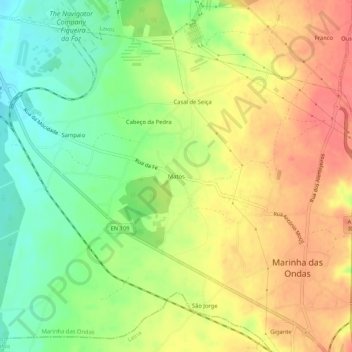 Mapa topográfico Matos, altitud, relieve