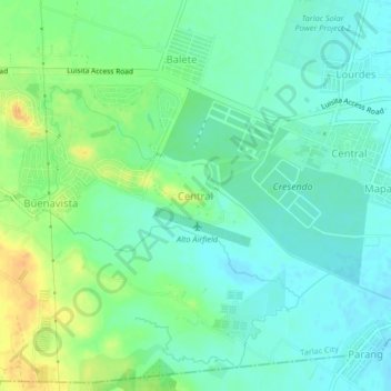 Mapa topográfico Central, altitud, relieve