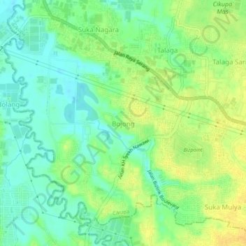 Mapa topográfico Bojong, altitud, relieve