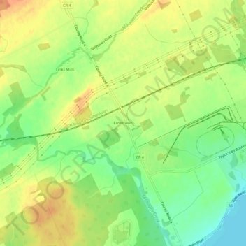 Mapa topográfico Ernestown, altitud, relieve