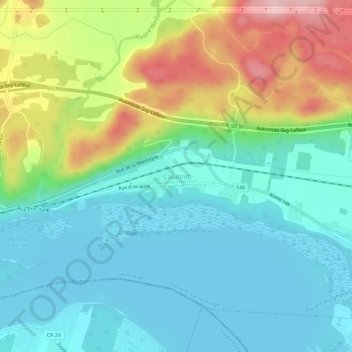 Mapa topográfico Calumet, altitud, relieve