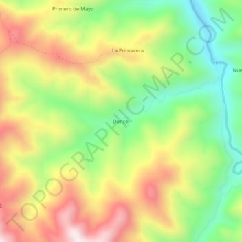 Mapa topográfico Doncei, altitud, relieve