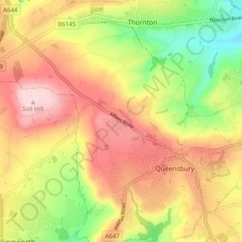 Mapa topográfico Mountain, altitud, relieve