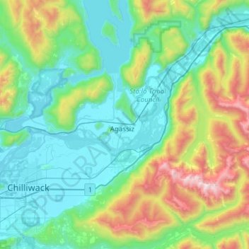 Mapa topográfico Kent, altitud, relieve