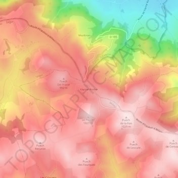 Mapa topográfico Vaysse-Rodier, altitud, relieve