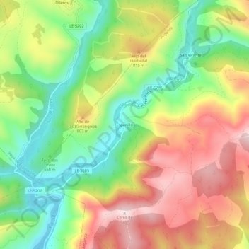 Mapa topográfico Espanillo, altitud, relieve