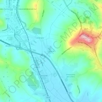 Mapa topográfico Cisterna, altitud, relieve
