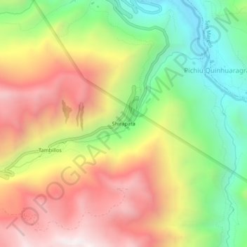 Mapa topográfico Shirapata, altitud, relieve
