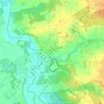 Mapa topográfico Ostrittrum, altitud, relieve