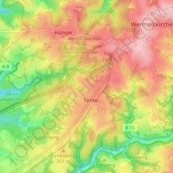 Mapa topográfico Bähringhausen, altitud, relieve