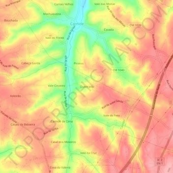 Mapa topográfico Outeirada, altitud, relieve