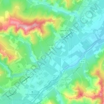 Mapa topográfico Fabbrica, altitud, relieve