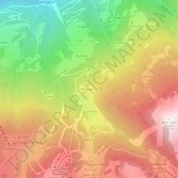 Mapa topográfico Plan Gagnant, altitud, relieve